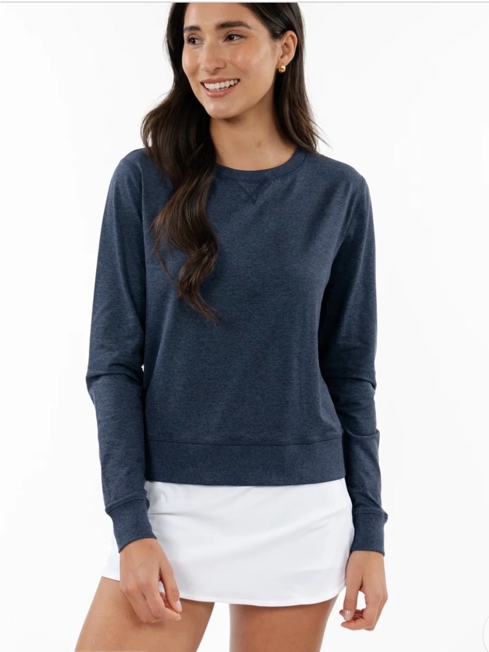 Rhoback Women's Swift Performance Crewneck Sweatshirt Heather Blue, Size Medium